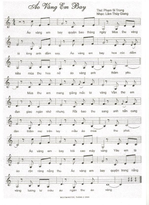 Sheet nhạc Áo Vàng Em Bay